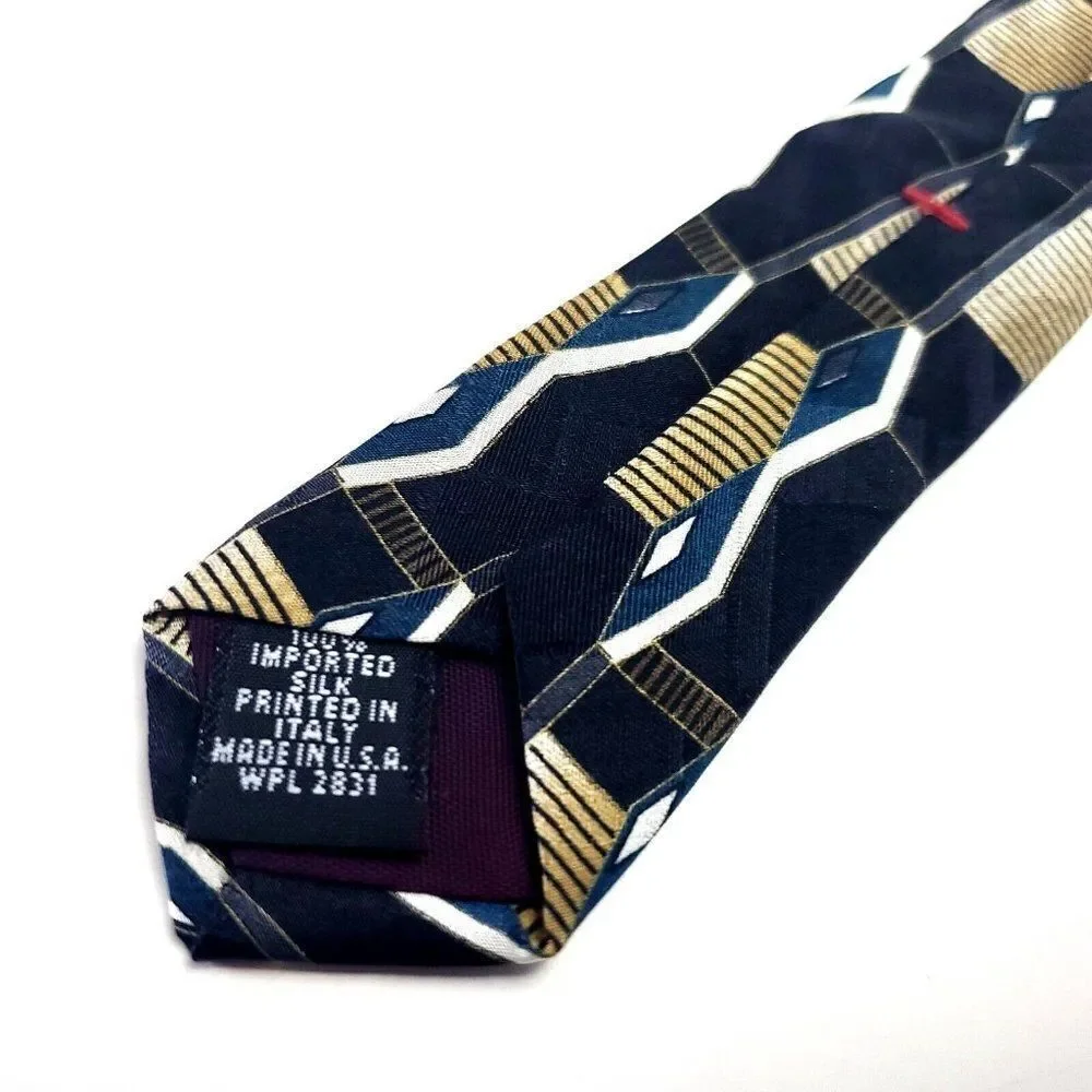 Como Collezione Black Silk Tie Woven Wide Geometric‎